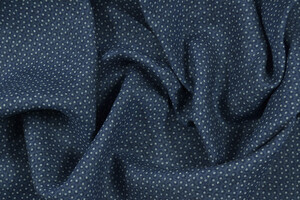 Puro lino blu indaco a pois bianchi