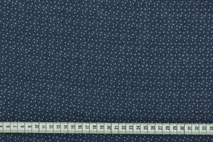 Puro lino blu indaco a pois bianchi