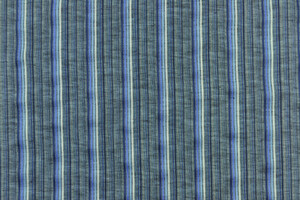 Misto lino cotone a righe blu
