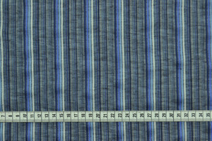 Misto lino cotone a righe blu