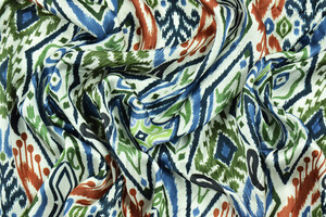 Raso leggero di viscosa stampa etnica blu