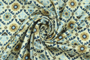 Raso di viscosa beige chiaro floreale retrò