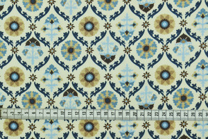 Raso di viscosa beige chiaro floreale retrò