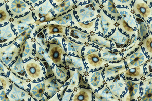 Raso di viscosa beige chiaro floreale retrò