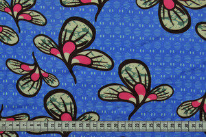 Raso di viscosa blu "fleur de mariage"