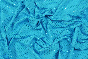 Jersey stretch azzurro a paillettes