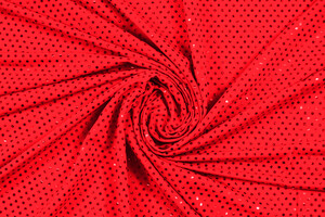Jersey stretch rosso a paillettes
