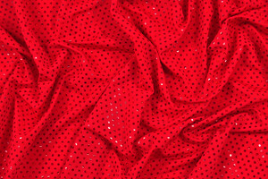 Jersey stretch rosso a paillettes