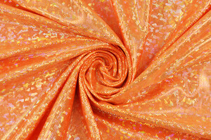 Lycra arancione con micro-paillettes cangianti