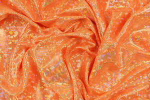 Lycra arancione con micro-paillettes cangianti