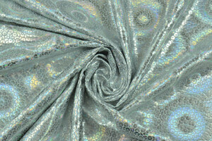 Lycra spalmata lucida a cerchi argento