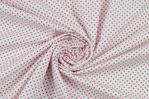 Cotone bianco a pois piccoli magenta