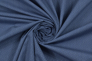 Popeline di puro cotone blu motivo geometrico
