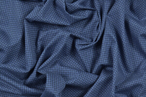 Popeline di puro cotone blu motivo geometrico