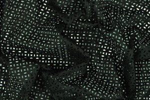 Popeline di puro cotone nero motivo geometrico traforato