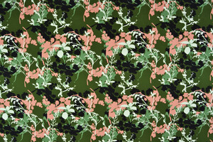 Gabardine di puro cotone verde oliva fantasia floreale