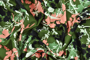 Gabardine di puro cotone verde oliva fantasia floreale