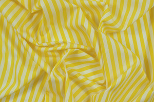 Popeline di puro cotone bianco stampa a righe gialle