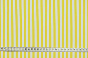 Popeline di puro cotone bianco stampa a righe gialle