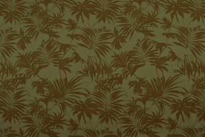 Gabardine di puro cotone marrone a foglie