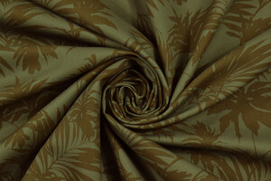 Gabardine di puro cotone marrone a foglie