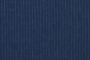 Twill di puro lino blu gessato