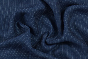 Twill di puro lino blu gessato