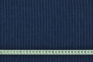 Twill di puro lino blu gessato