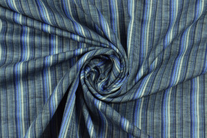 Misto lino cotone a righe blu
