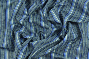 Misto lino cotone a righe blu