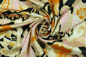 Raso stampa astratta beige e ambra