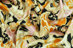 Raso stampa astratta beige e ambra