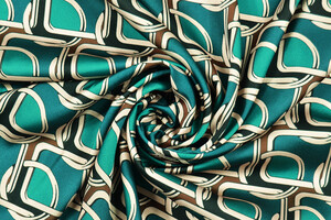 Raso stretch geometrico petrolio e smeraldo