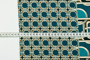 Raso stretch geometrico petrolio e smeraldo