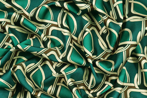 Raso stretch geometrico petrolio e smeraldo