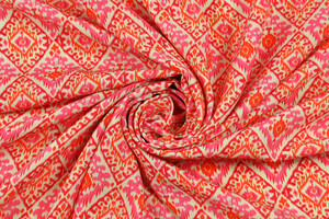 Viscosa fantasia orientale a losanghe fucsia arancio