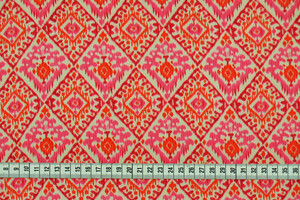 Viscosa fantasia orientale a losanghe fucsia arancio