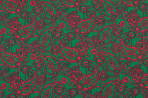 Viscosa verde fantasia orientale paisley fucsia