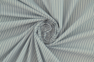 Popeline puro cotone a righe jeans e bianco