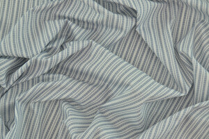 Popeline puro cotone a righe jeans e bianco