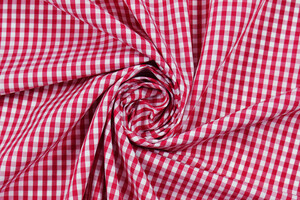 Puro cotone vichy bianco rosso tinto filo