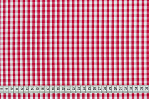 Puro cotone vichy bianco rosso tinto filo