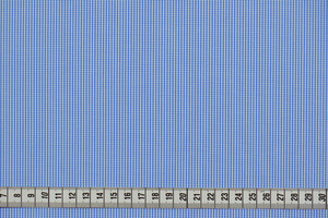 Cotone camiceria popeline puro cotone bianco a micro-quadri azzurri