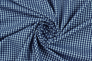 Twill leggero di cotone a quadretti bianco blu