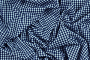 Twill leggero di cotone a quadretti bianco blu