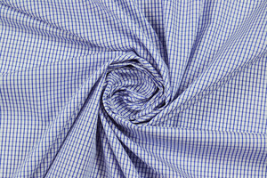Cotone camiceria popeline puro cotone bianco a quadri blu