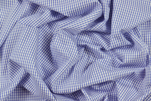 Cotone camiceria popeline puro cotone bianco a quadri blu