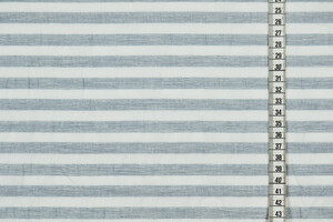 Cotone effetto stropicciato bianco a righe azzurro chiaro