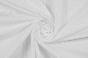 Popeline di puro cotone bianco a pois jacquard
