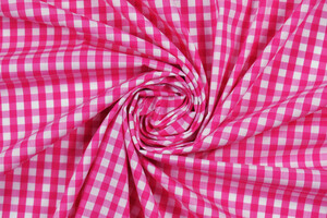 Cotone camiceria popeline cotone stretch vichy fucsia